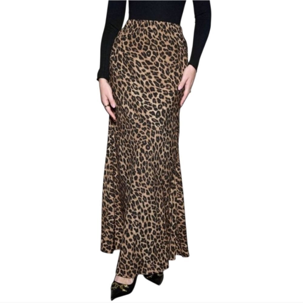 Pashmina Leopard Print Women's Maxi Skirt